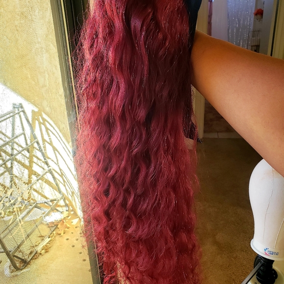 24 inch plum color deep wave human hair headband wig - Picture 6 of 7